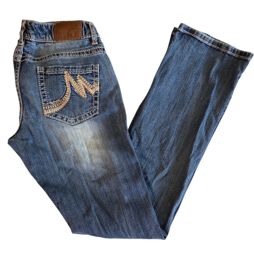 Maurices Original Bootcut Jeans Women 1/2-S Medium Wash Embroidered M Pocket‎